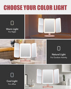 Easehold Rechargeable Vanity Mirror With Lights, 116 Leds Makeup Mirror, 3-Color Lighted Makeup Mirror, 2X/3X/10X Magnification,