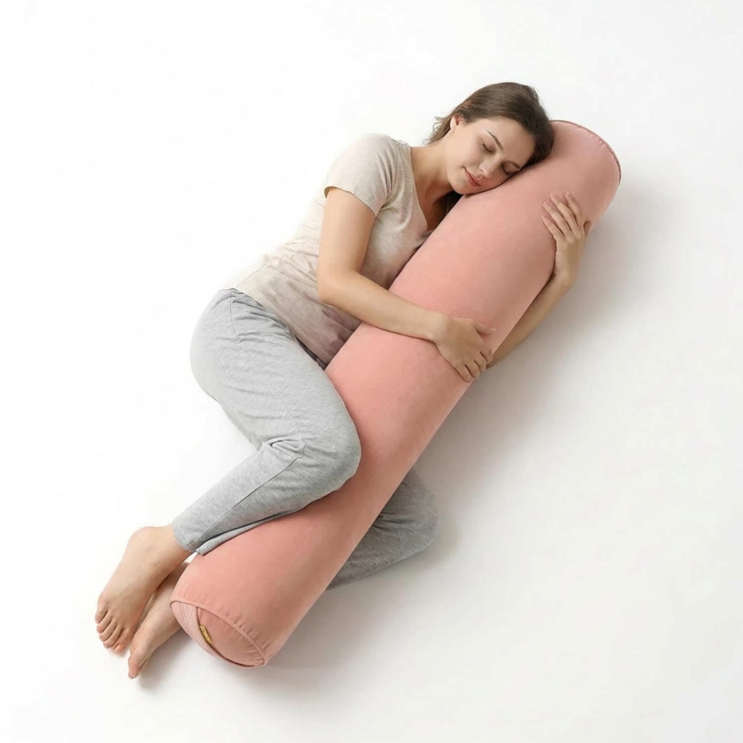 Ailuteie Body Pillow for Adults,Long Round Pillow,Big Cylindrical Pillow,Large Full Bolster Pillows for Side Sleepers (Blush Pin
