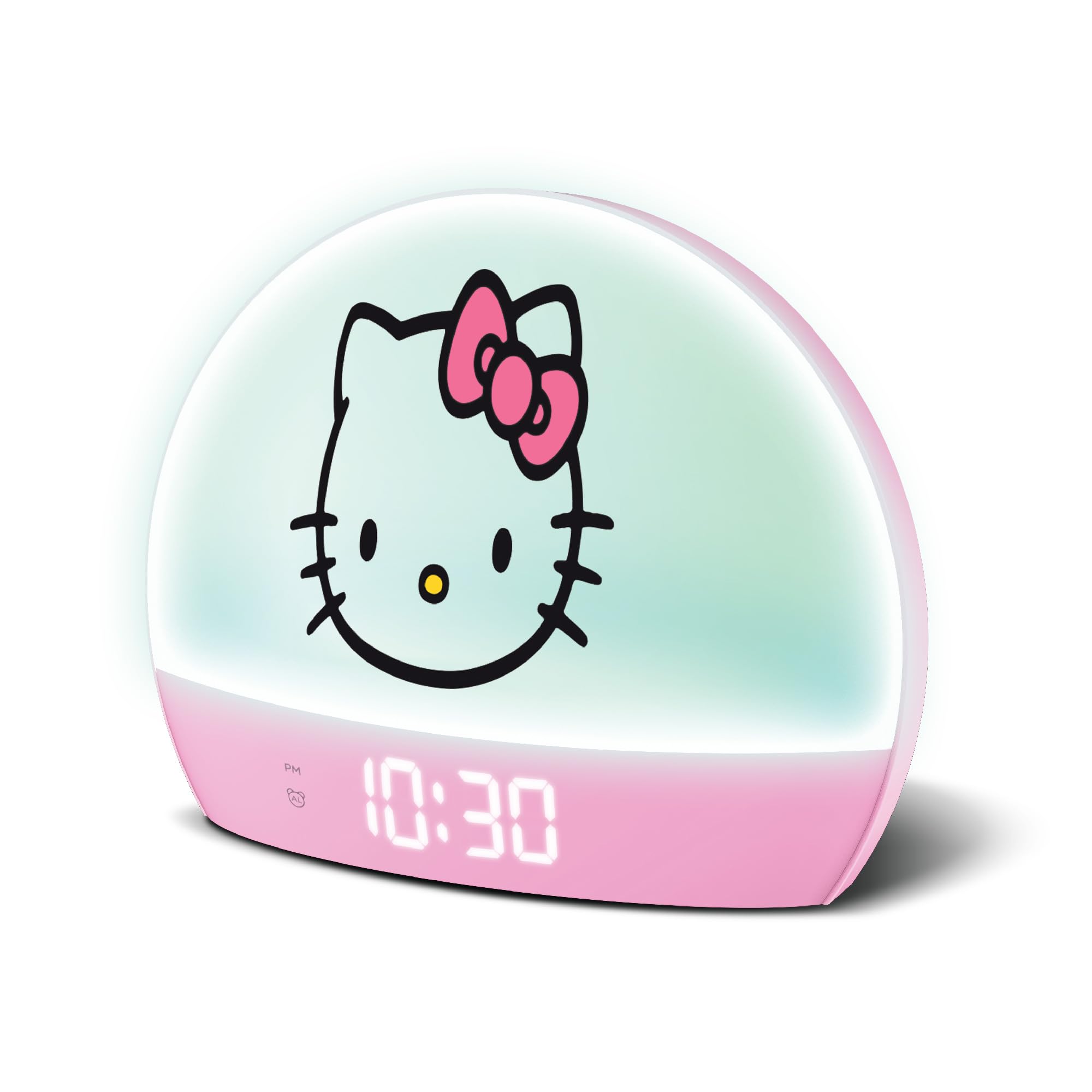 Hello Kitty Sunrise Alarm Clock  Multicolor Lights, USB Charging, LED Display, and Snooze Function