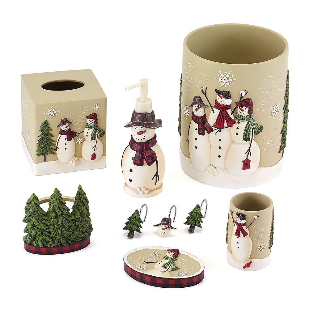 Avanti Linens - Tissue Box Cover, Resin Home Decor, Holiday Inspired Bathroom Accessories (Snowmen Gathering Collection)
