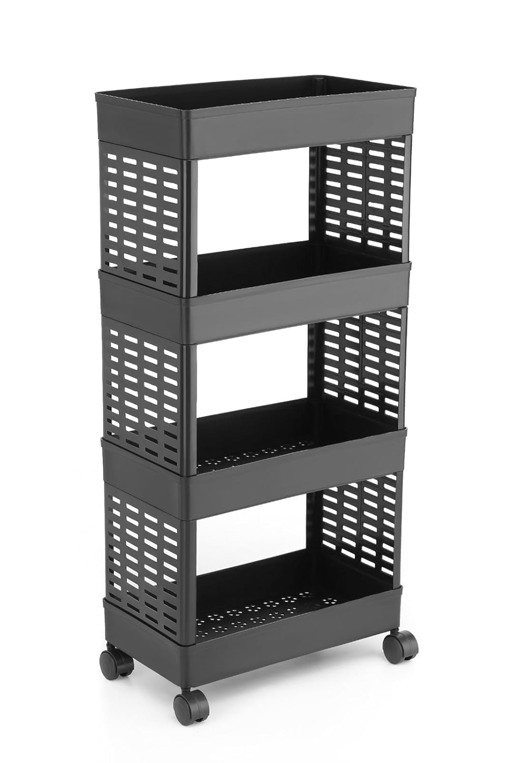 Meelana Plastic Multipurpose 4Tier Floor Mount Corner Shelf Kitchen Organizer Rack/Storage Shelf/Dish Rack/Storage Rack For Kit