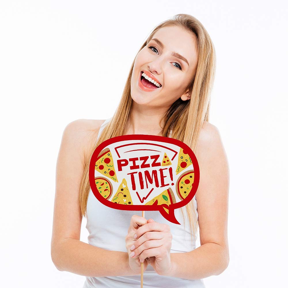 Big Dot Of Happiness Pizza Party Time - Baby Shower Or Birthday Party Photo Booth Props Kit - 20 Count