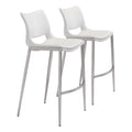 Ace Bar Chair (Set of 2) White & Silver