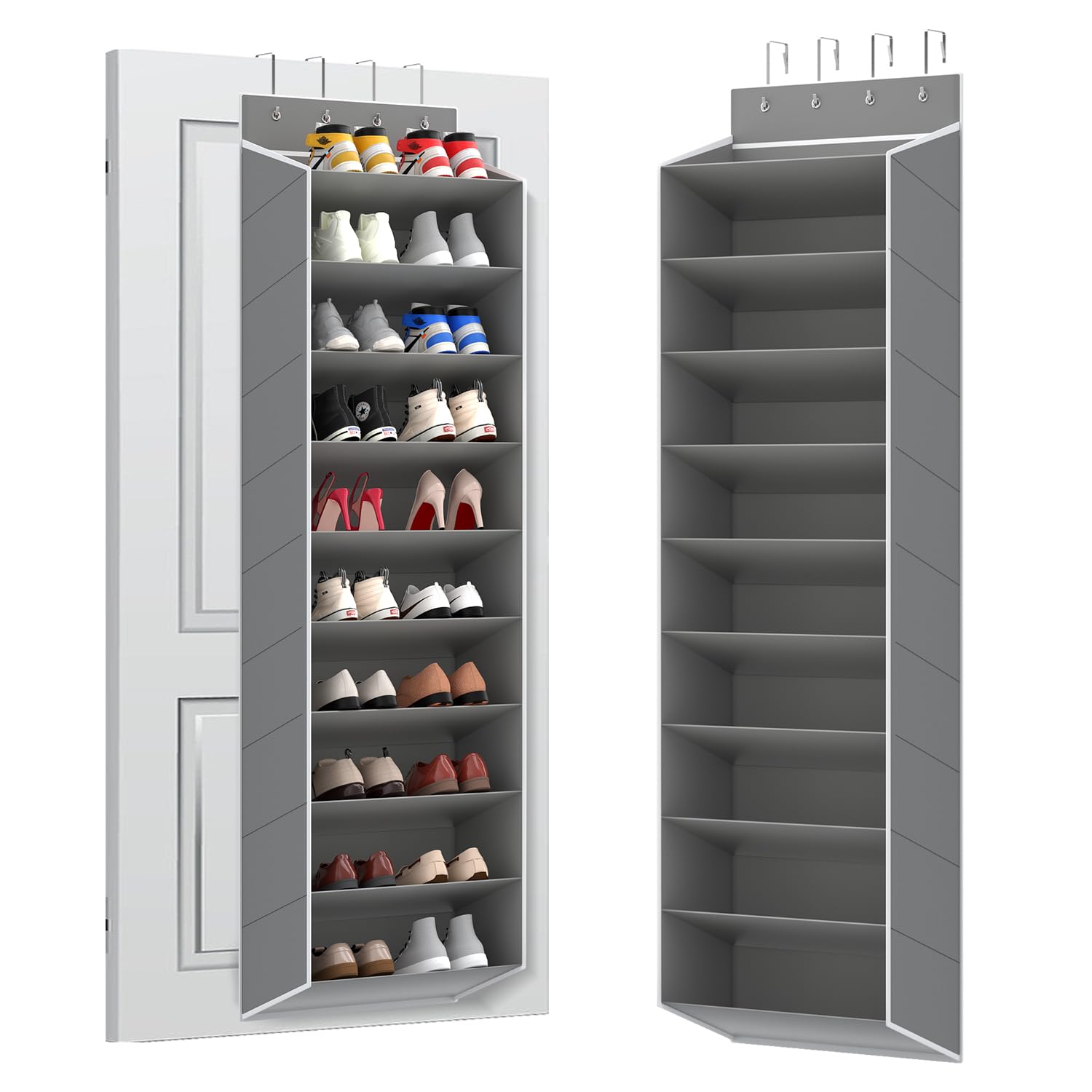 REGELETO 10 Tiers Large Size Over Door Shoe Organizer Storage, Hanging Shoe Rack for Door with Deep Pockets, Fit 20-30 Pairs Sho