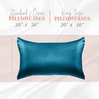 Elegant Comfort Silky And Luxurious 2-Piece Satin Pillowcase Set For Healthier Skin And Hair, Hidden Zipper Closure And Beautifully Packaged, Satin Pillowcase Set, King, Turquoise