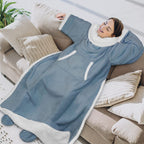 Pavilia Sherpa Blanket With Sleeves And Foot Pocket For Women Men Adults, Fleece Wearable Blanket Sleeved Throw Wrap, Thick Hug