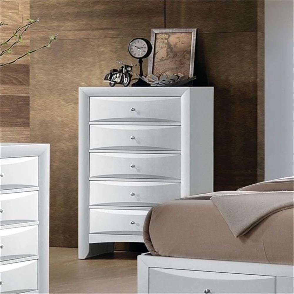 Acme Ireland 5 Drawer Wood Chest in White