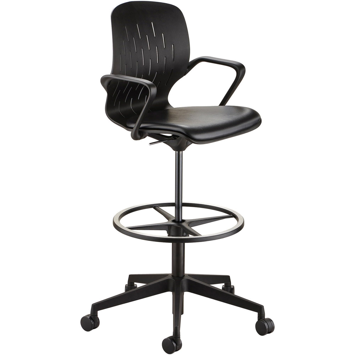 Safco Products Shell Extended Height Swivel Office Desk Computer Ergonomic Chair, Pneumatic Height Adjustable, Black (7014Bl)