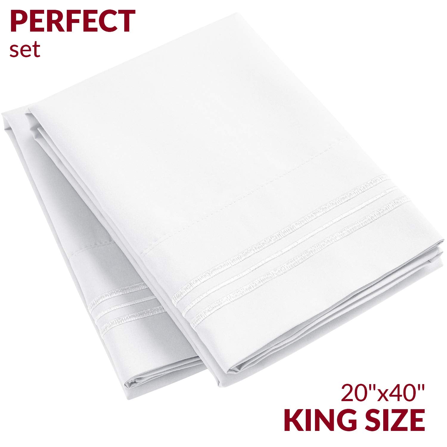 Mellanni Pillow Cases - 2 Pc Iconic Collection Pillowcases - Luxury, Extra Soft, Cooling Pillow Covers - Envelope Closure (King