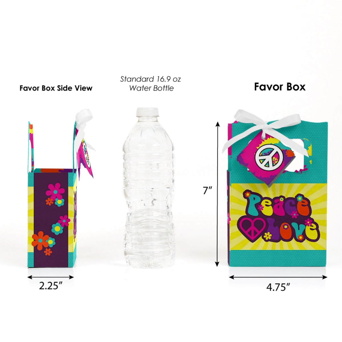 Big Dot Of Happiness - 60'S Hippie - 1960S Groovy Party Favor Boxes - Set Of 12