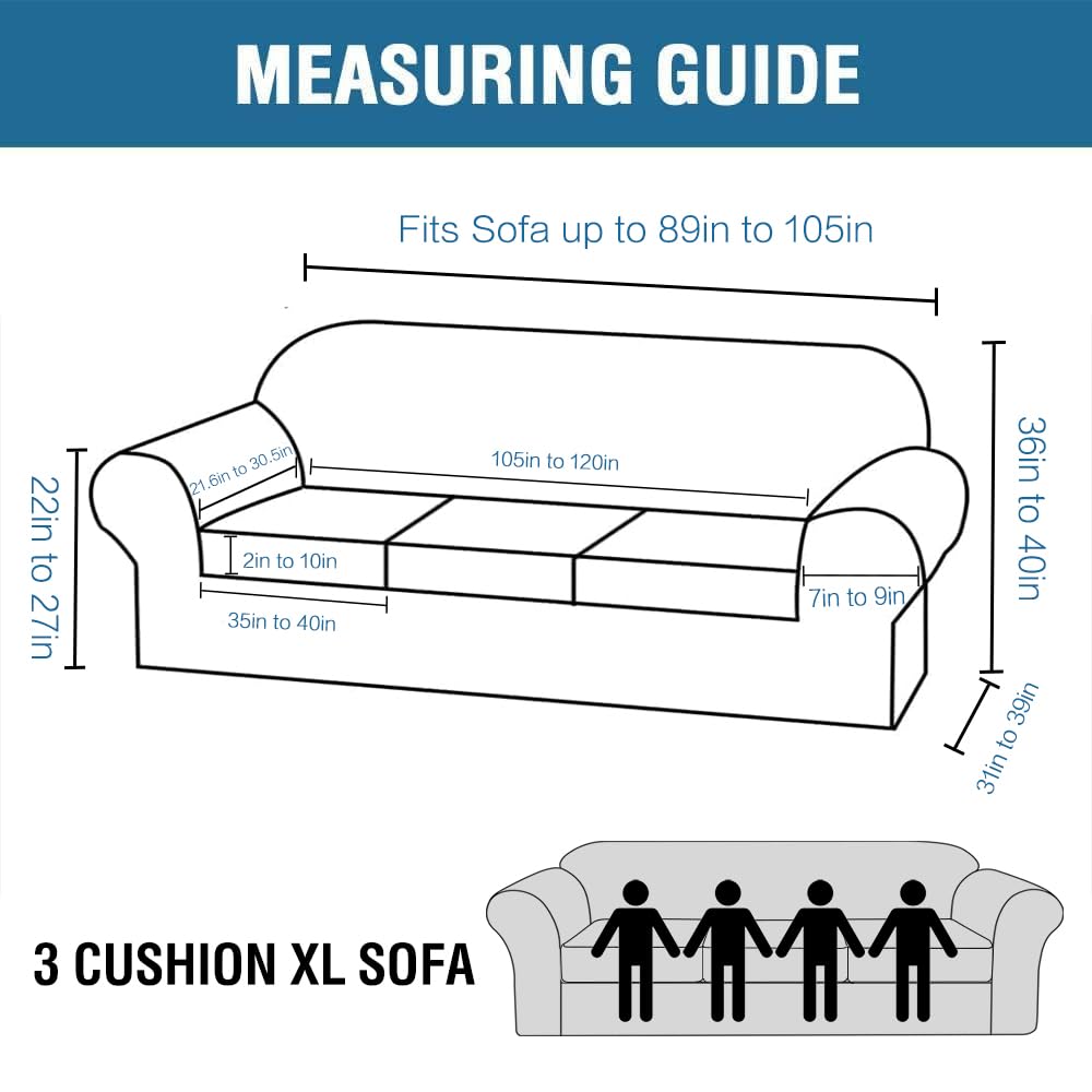 H.Versailtex Modern Velvet Plush 4 Piece High Stretch Sofa Slipcover Sofa Cover Furniture Protector Form Fit Luxury Thick Velvet Extra Large Sofa Cover For 3 Cushion Couch (Xl Sofa, Stone Blue)