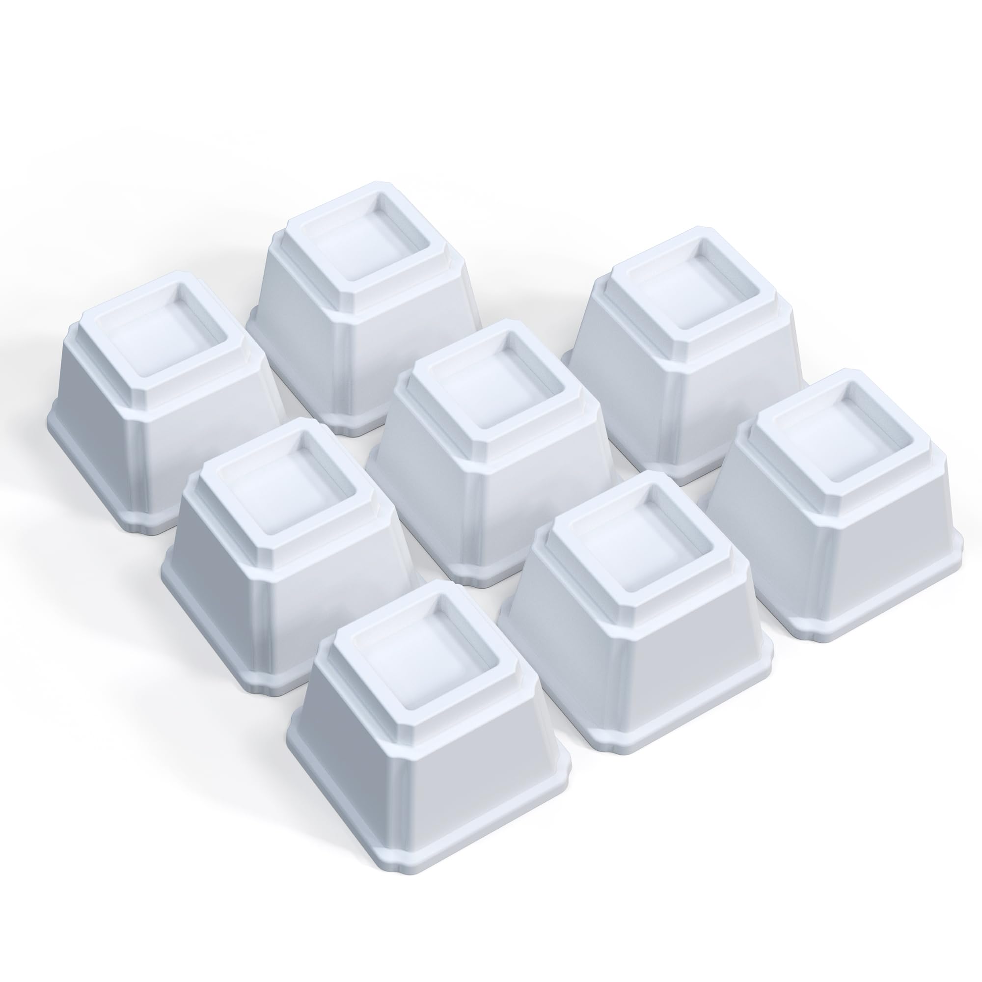 Ahasolid Bed Risers 4 Inch Heavy Duty, Furniture Risers For Bed Frame, Couch, Desk, Chair, Lifts Up To 1,500 Lb, Set Of 8, White