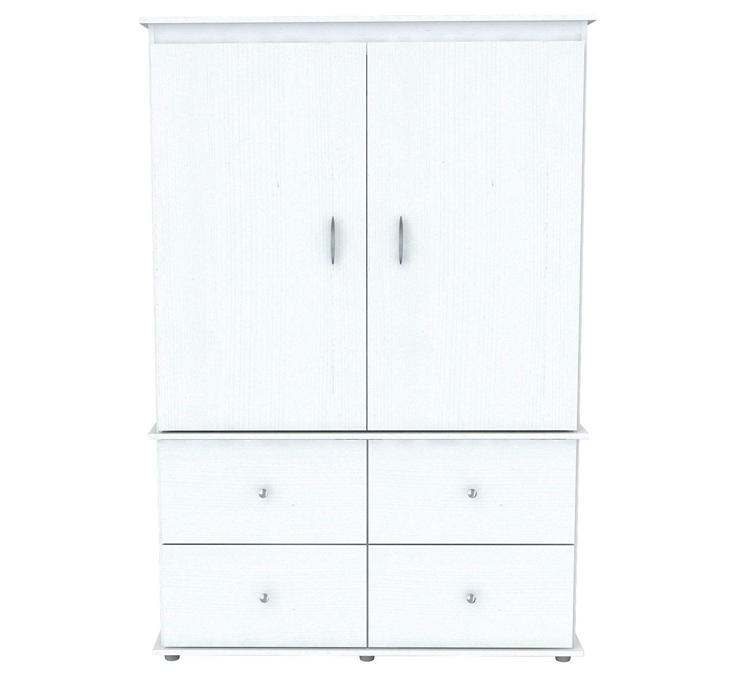 HomeRoots Melamine/Engineered wood White Finish Wood Four Drawer Armoire Dresser