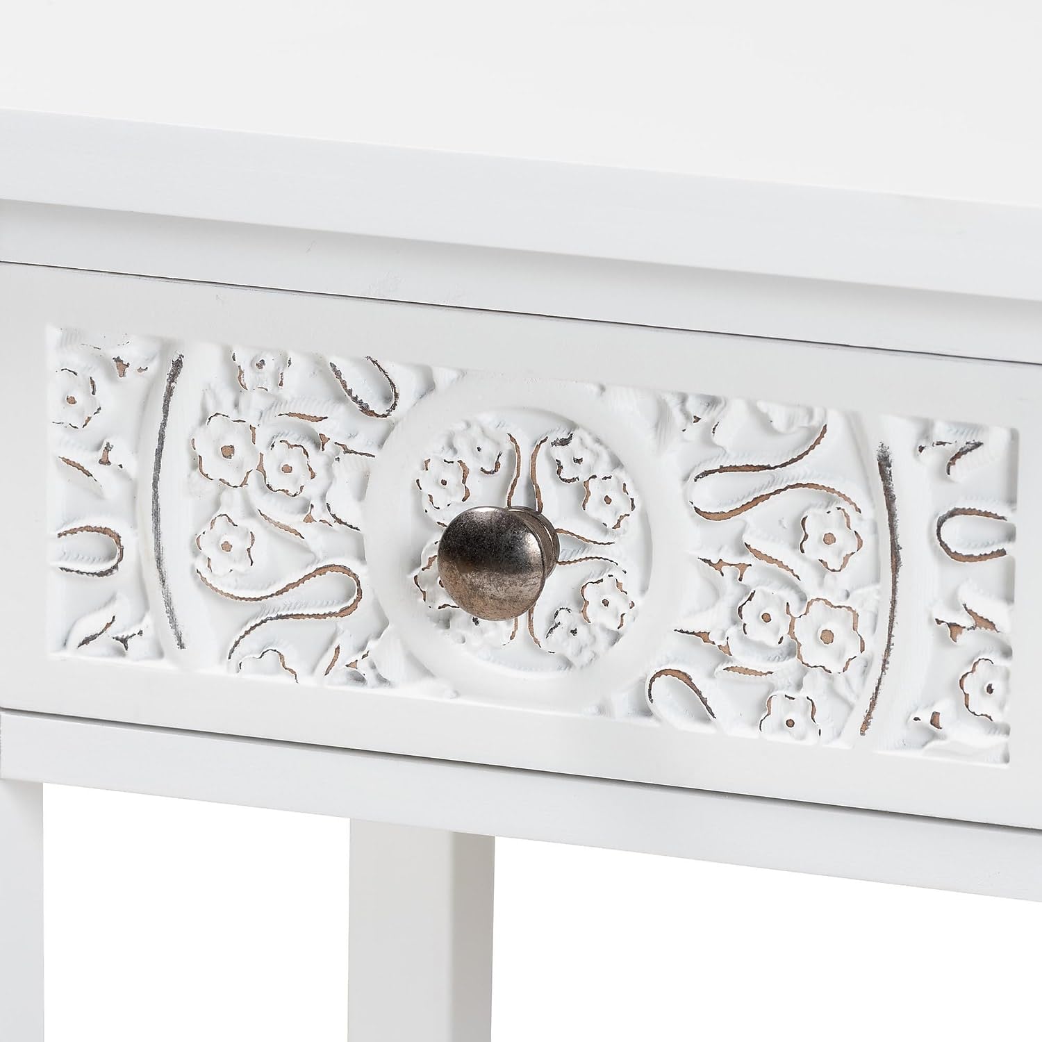 Baxton Studio Yelena 13.8-inch W x 12.6-inch D End Table, White/Chrome (236-13334-HiT)