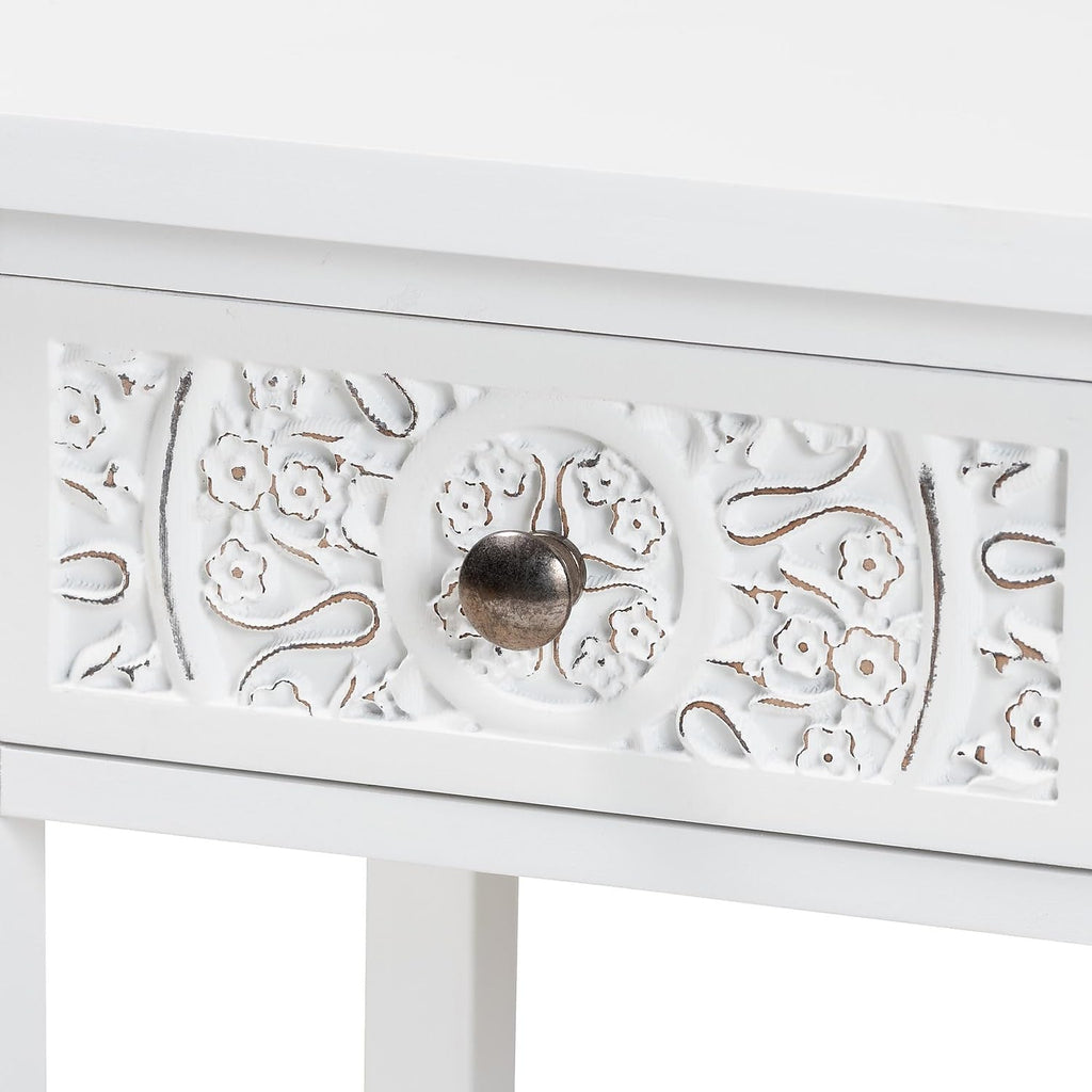 Baxton Studio Yelena 13.8-inch W x 12.6-inch D End Table, White/Chrome (236-13334-HiT)