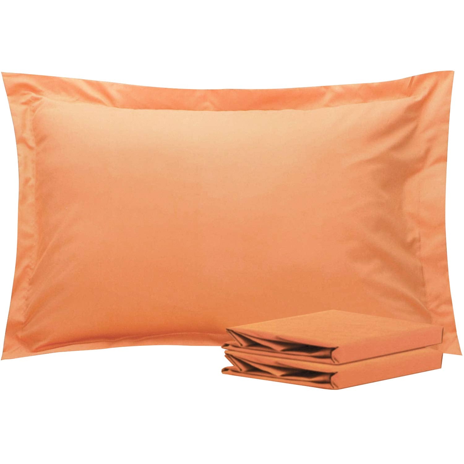 Ntbay 100% Brushed Microfiber Queen Pillow Shams Set Of 2, Super Soft And Cozy, Wrinkle, Fade, Stain Resistant 20X30 Inches Oxford Pillowcases, Pale Orange