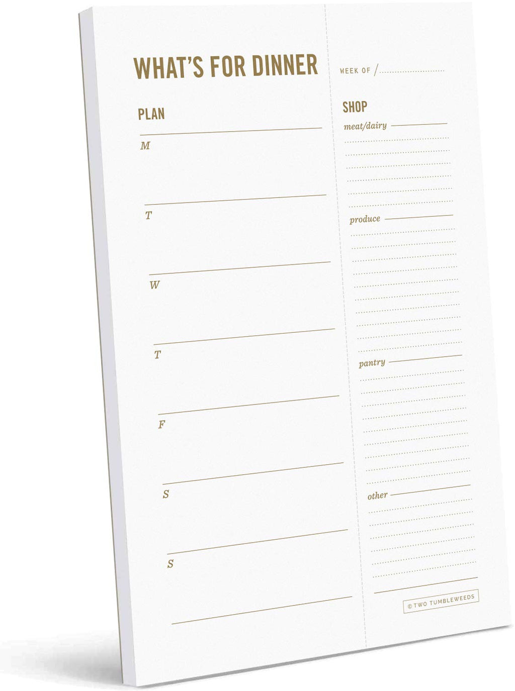 Two Tumbleweeds Meal Planning Pad - 'What'S For Dinner?' Weekly Meal Planner And Grocery List With Tear Off Shopping List And