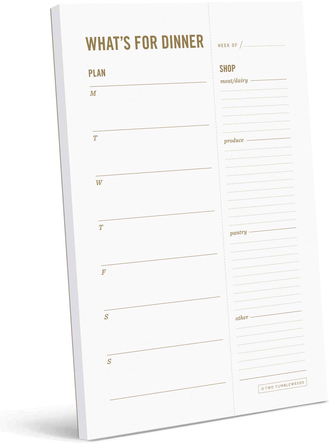 Two Tumbleweeds Meal Planning Pad - 'What'S For Dinner?' Weekly Meal Planner And Grocery List With Tear Off Shopping List And