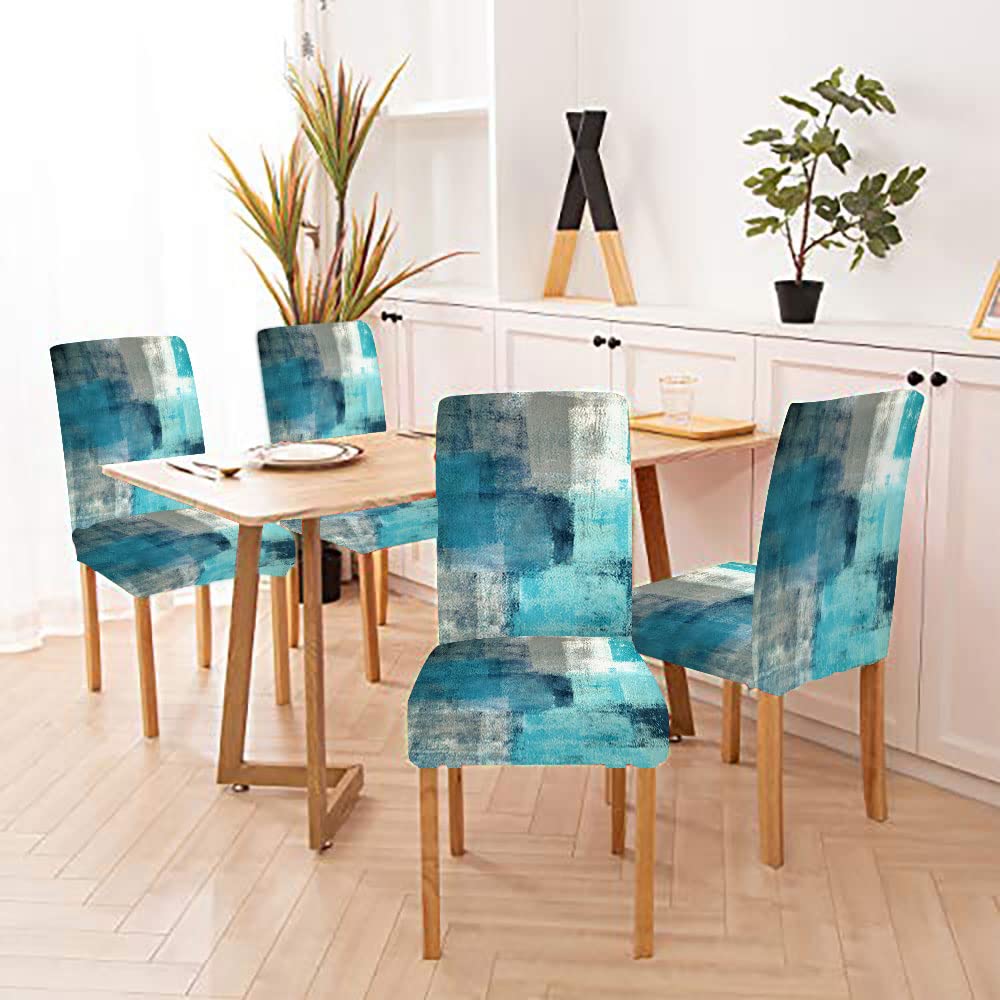 Capsceoll Turquoise Teal Chair Covers For Dining Room 6 Pack And Dining Kitchen Chair Cover Chair Clipcovers Removable Washable Kitchen Chair Protector Cover