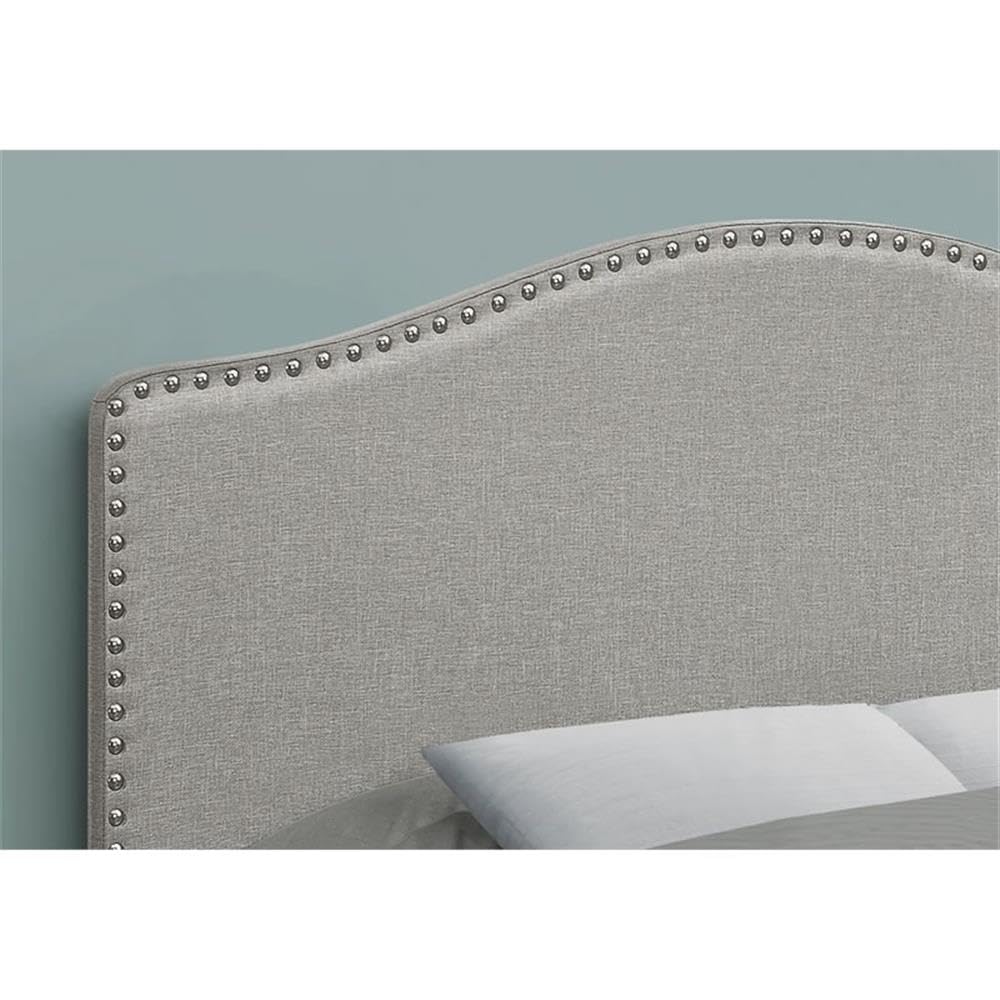 Monarch Specialties I 6013F Bed, Headboard Only, Full Size, Bedroom, Upholstered, Linen Look, Grey, Transitional