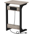 TUTOTAK C Shaped End Table with Charging Station, Side Table, Couch Table for Small Spaces, Tv Tray Table with 2 USB Ports and O