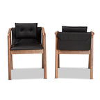Baxton Studio Marcena Mid-Century Modern Black Imitation Leather Upholstered and Walnut Brown Finished Wood 2-Piece Dining Chair Set