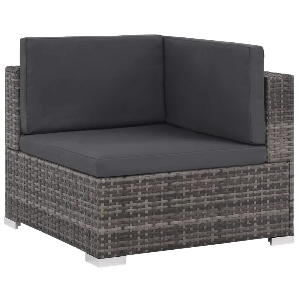 vidaXL 12 Piece Garden Lounge Set with Cushions Poly Rattan Gray