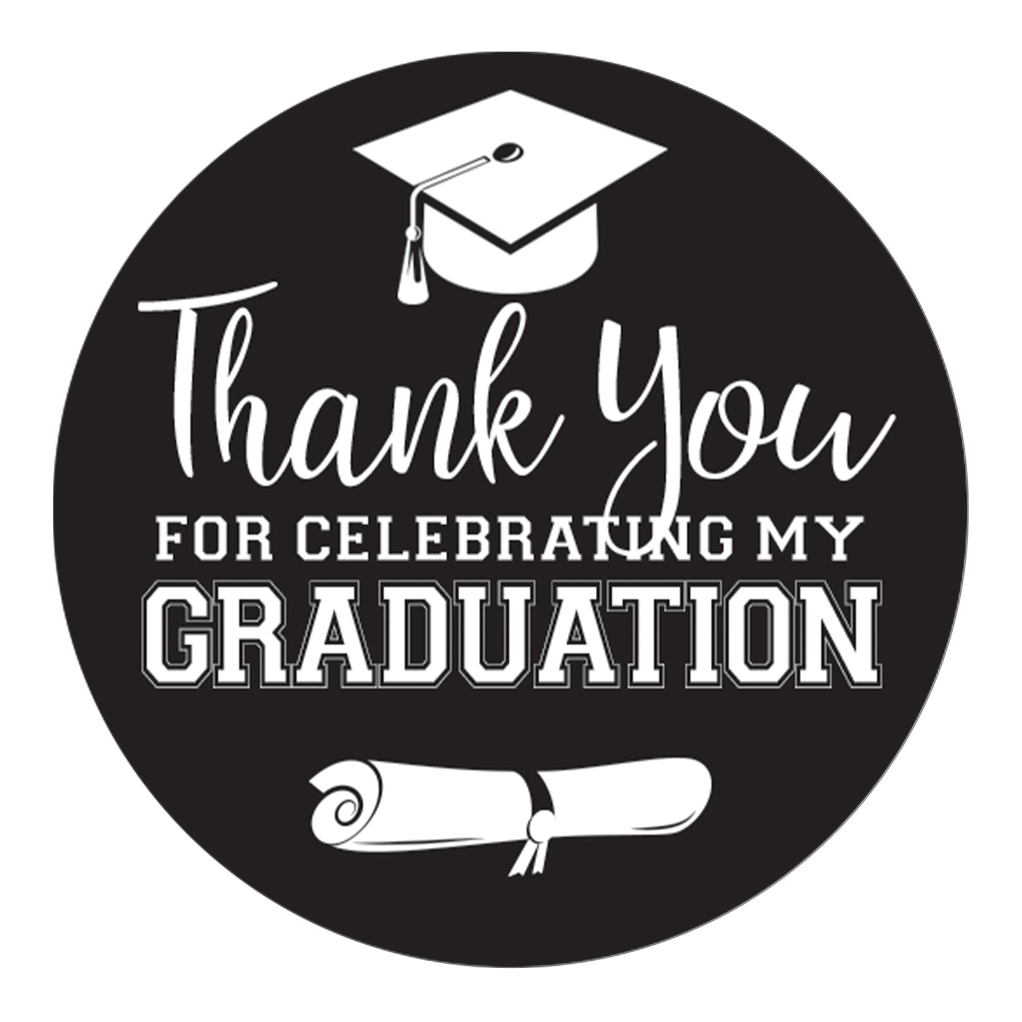 Black And White Graduation Thank You Favor Labels, Graduation Thank You Stickers 2025, 40 Count