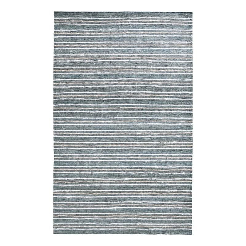 Kosas Home Del Mar 60 x 96 Striped Jute & Cotton Area Rug in Aqua Blue