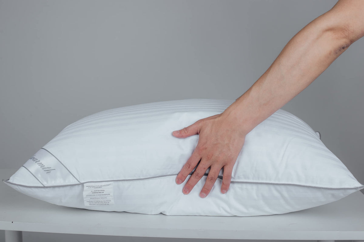 Eastwarmth Goose Feather Down Bed Pillow For Sleeping, Hotel Collection Queen Size Soft Bed Pillow,100% Cotton Cover Queen Size