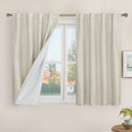 LAMIT Short Linen Curtains 40 Inches Long for Small Window, 100% Blackout Linen Textured Thermal Curtains Back Tab and Rod Pocke