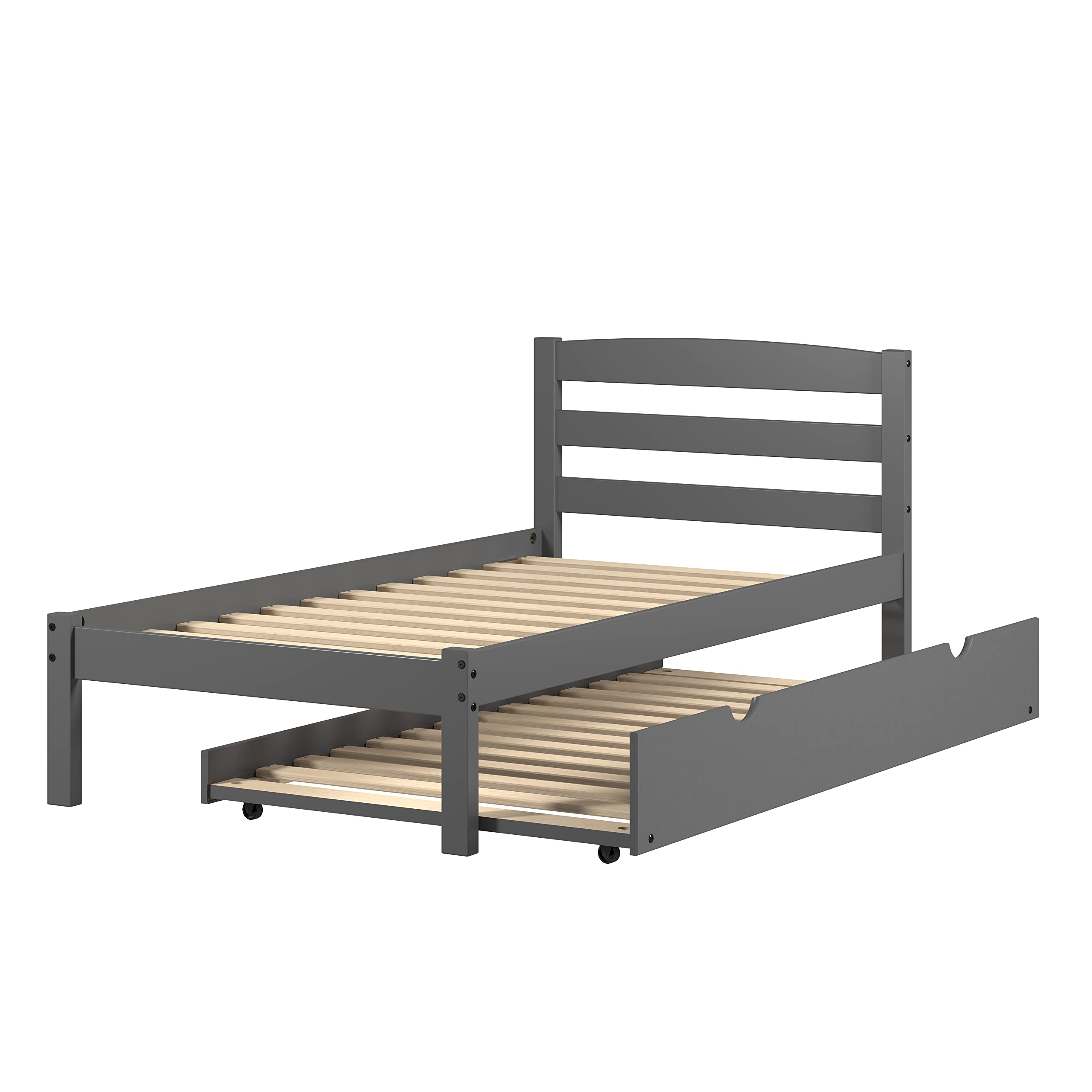 Donco Kids Twin Econo Bed with Trundle Bed Dark Grey Finish