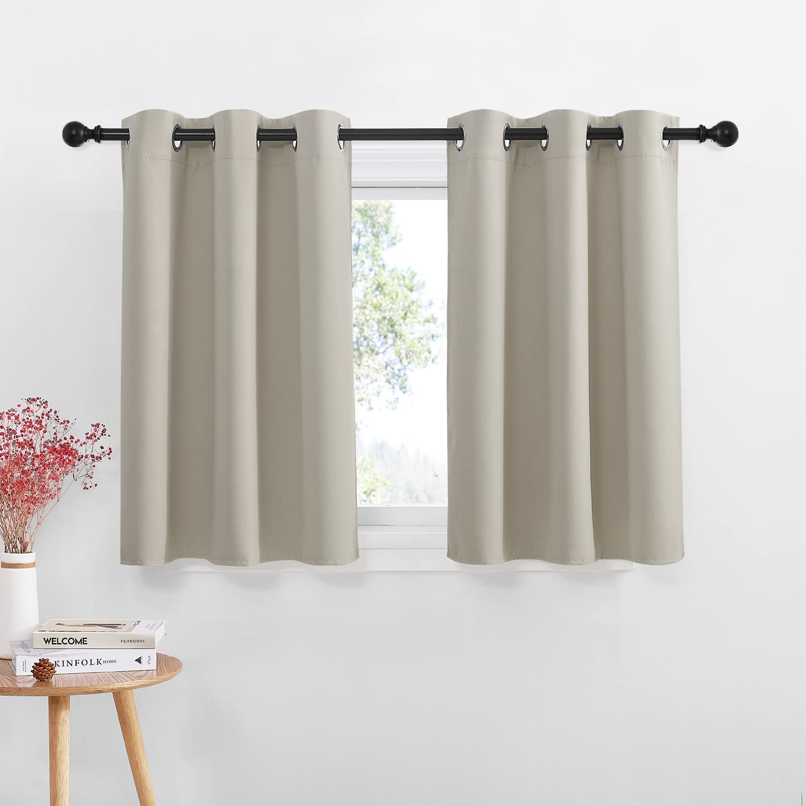 Nicetown Blackout Curtain Valances For Kitchen, Basement Window Vlances Privacy Decorative Grommet Thermal Insulated Short Bathr