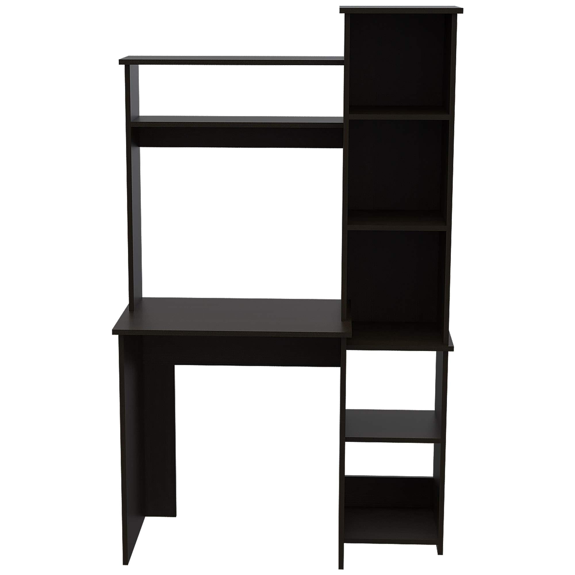 DEPOT E-SHOP Aramis Desk with Five Shelves and Two Superior Shelves, 63&quot; H, Black, Office