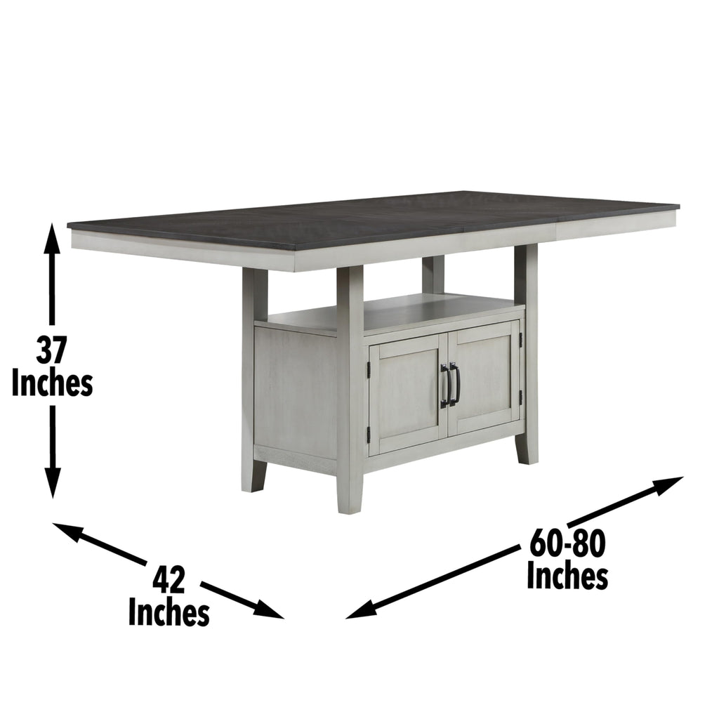 Steve Silver Co Grey Counter Height Chevron Veneer Top, Hidden Storage, Stylish Transitional Design Table, Two-tone Stone Gray and Charcoal