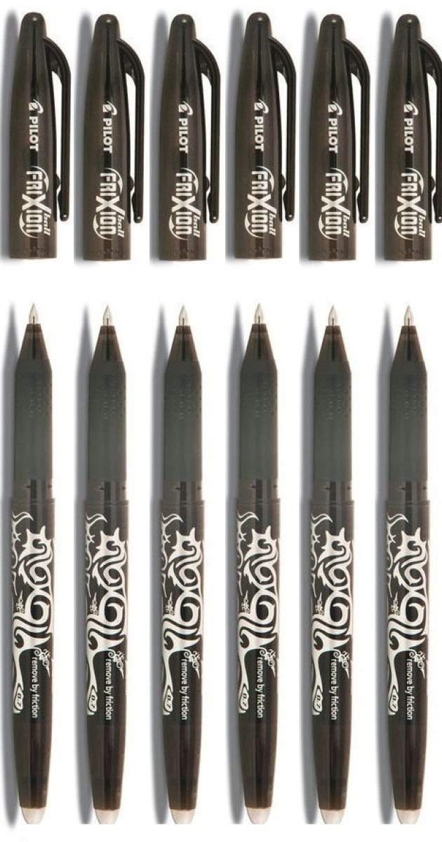 Pilot Black Frixion Rollerball Erasable Pens Pen 0.7Mm Nib Tip 0.35Mm Line Bl-Fr7 (Pack Of 6)