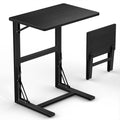 Tatub 24 Folding TV Tray Table, Bamboo C Shaped End Table Slide Under Couch, Small Sofa Side Laptop Desk for Living Room, Bedr