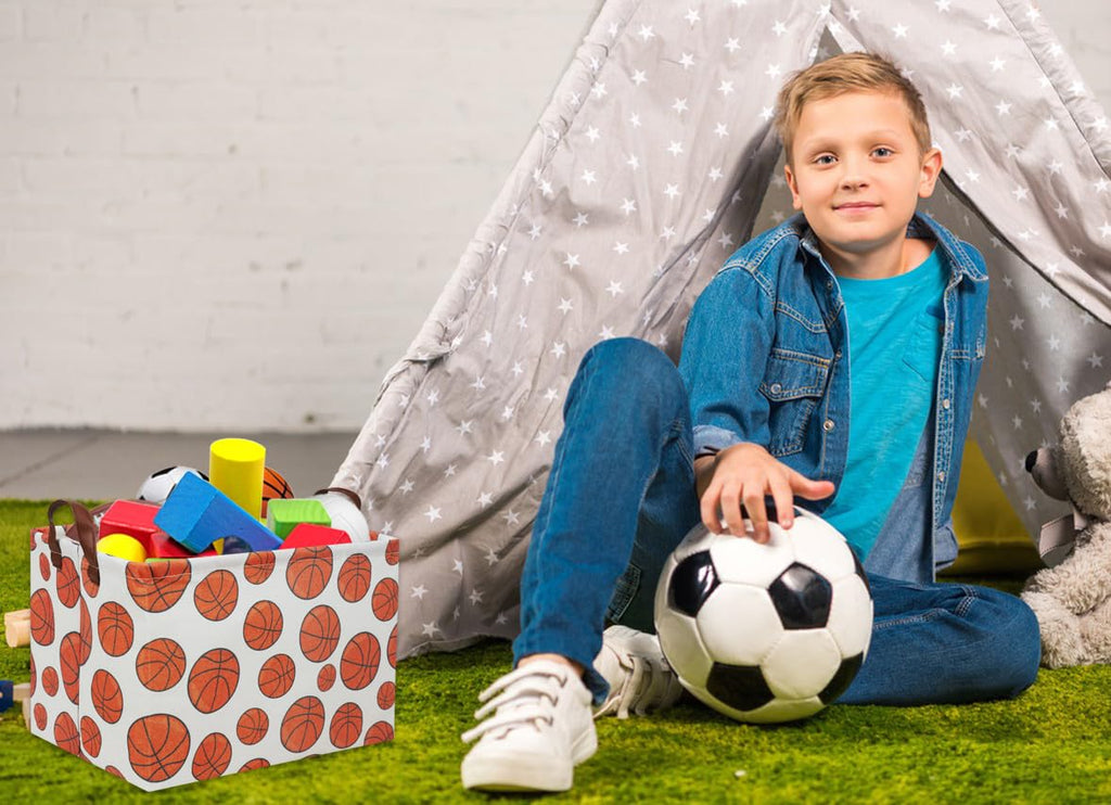 Hiyagon Rectangular Basketball Basket Kids Gift Basket Baby Boy Basket Kids Toy Storage Bin Basket Organizer Box Basketball Room