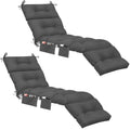 Kigley 2 Pcs Chaise Lounge Cushions With Side Pocket 74.5 X 22 X 4.7 Inches Tufted Patio Recliner Cushions Summer Seasonal Repla