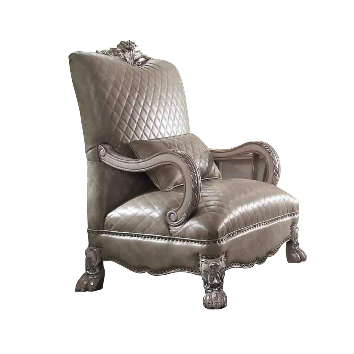 Benjara Diamond Tufted Leatherette Accent Chair With Scrolled Legs, Beige