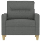 vidaXL - Modern Sofa Chair, Dark Gray Fabric, Sturdy Metal Frame, Comfortable Seat with Armrest and Back Pillow - Indoor Lounger for Living Room, Office, Lounge Area
