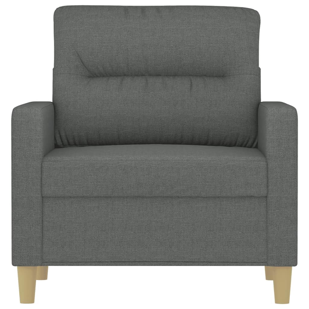 vidaXL - Modern Sofa Chair, Dark Gray Fabric, Sturdy Metal Frame, Comfortable Seat with Armrest and Back Pillow - Indoor Lounger for Living Room, Office, Lounge Area
