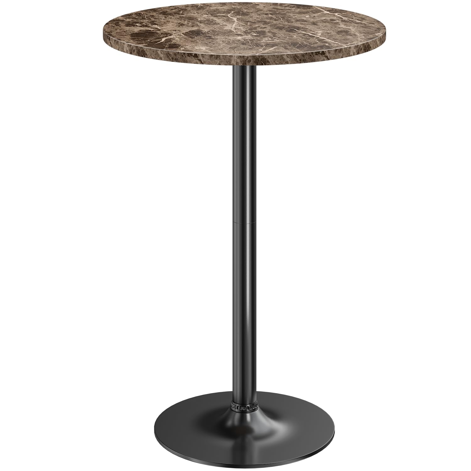 Furmax Bistro Pub Table Round Bar Height Cocktail Table Metal Base Mdf Top Obsidian Table 23.8-Inch Top, 39.5-Inch Height (Faux Marble, 1-Pack)
