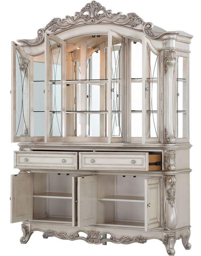 ACME Furniture Wooden Frame Hutch and Buffet, Antique White