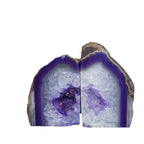 Jic Gem Book Ends For Shelves Dyed Purple Agate Bookends Natural Geode Brazilian Rock Stone Book Ends Decorative With Rubber Bum