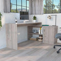 L-Shaped Desk Desti, Single Door Cabinet - Light Gray