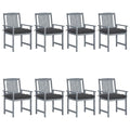 vidaXL Patio Chairs 4 Pcs Outdoor Set with Cushions Gray Solid Acacia Wood - Garden Chairs for Deck, Patio, Backyard