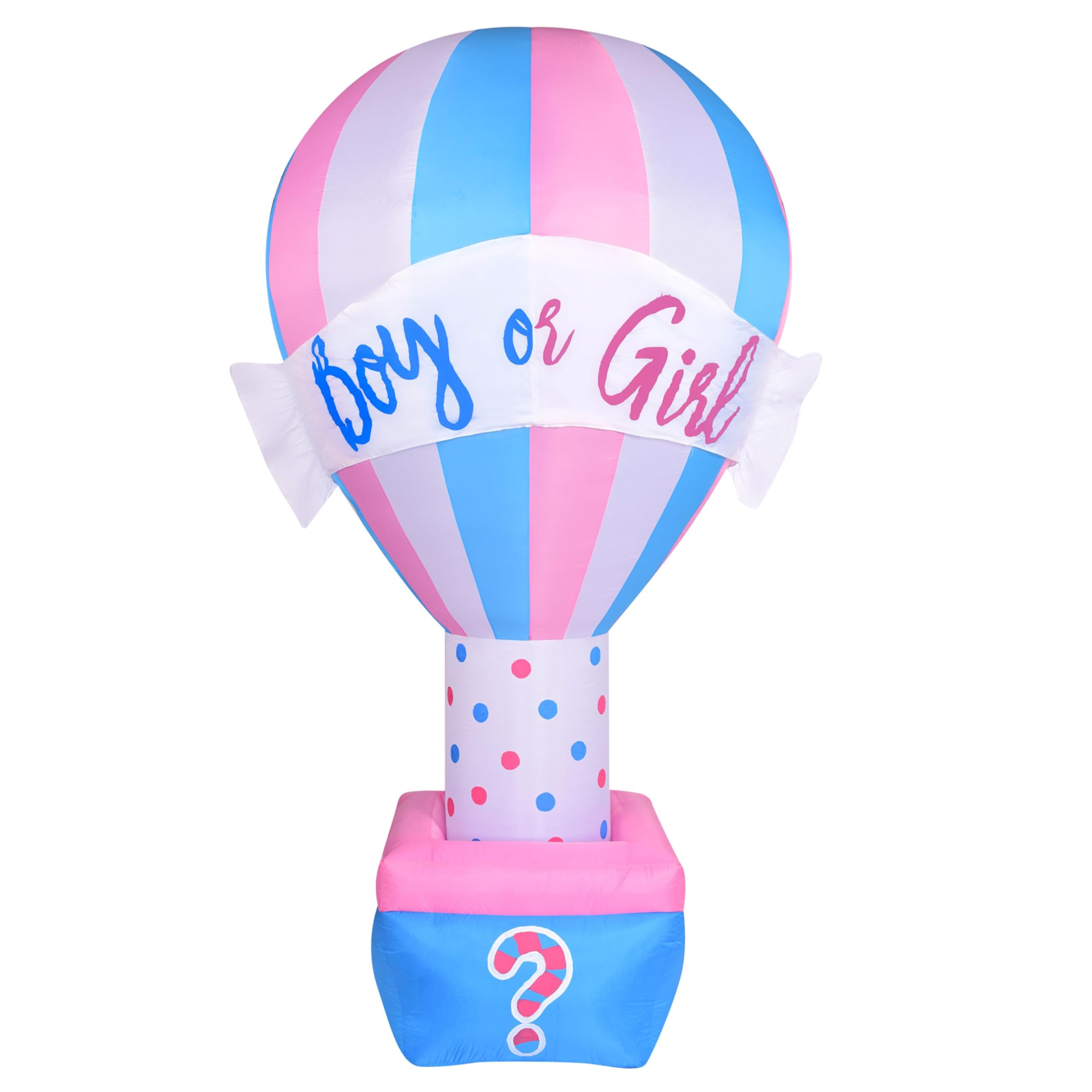 Fraser Hill Farm 10-Ft. Inflatable Boy Or Girl Balloon Sign With Lights, Oversized Outdoor Lawn Inflatable For Gender Reveal Parties With Blower, Stakes, Ropes, And Storage Bag, Blue, Pink, And White