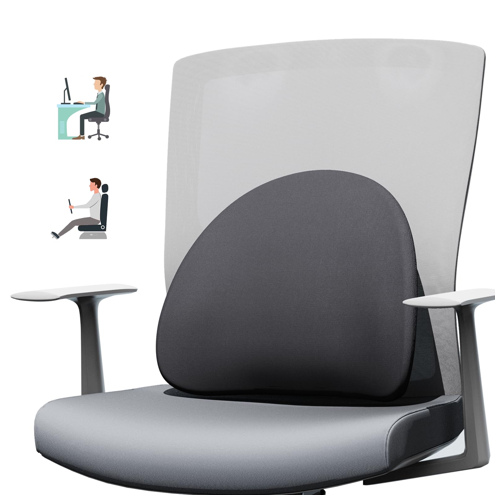 Lumbar Support Pillow For Office Chair - Ergonomic Memory Foam Back Support For Office Chair, Office Chair Back Support Cushion