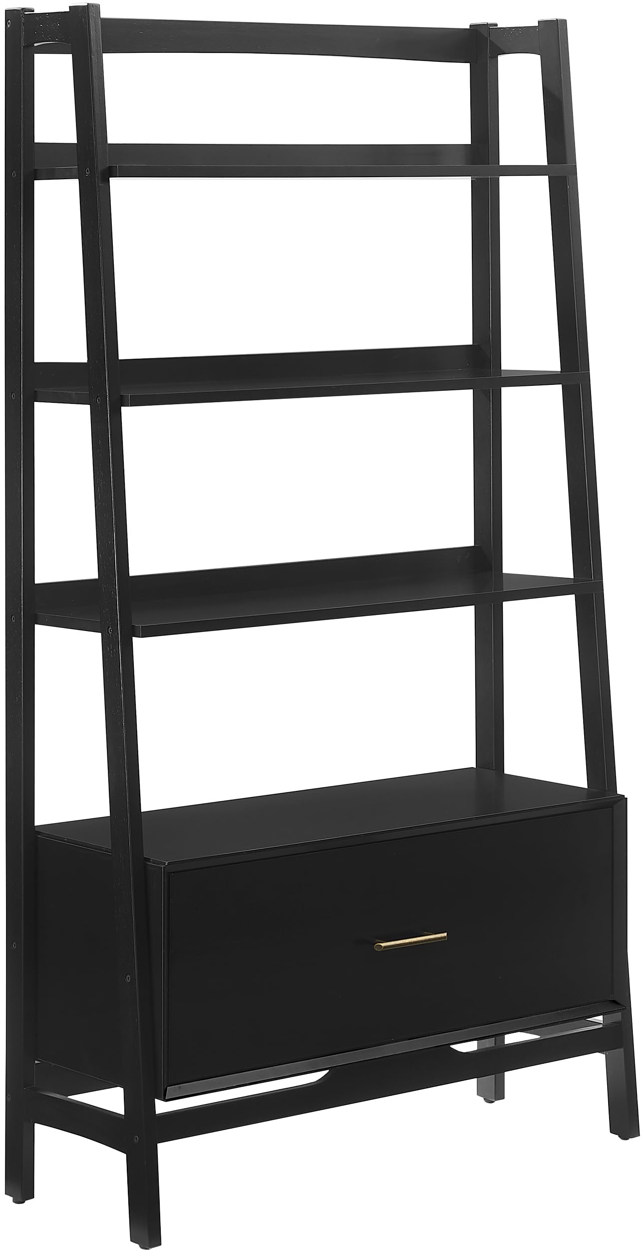 Crosley Furniture Landon Large Bookshelf Etagere, Bookcase Storage with Shelves and File Drawer, Matte Black